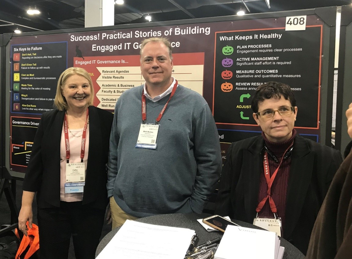 EDUCAUSE - Cathy Bates - Matt Morton and Debbie Carraway at IT Governance Poster Session