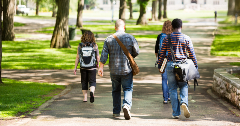 Students walking on campus