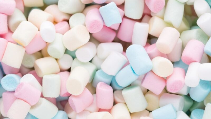 A pile of colorful marshmallows