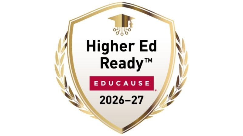 Gold seal, text reads: "Higher Ed Ready. EDUCAUSE. 2026-2027."