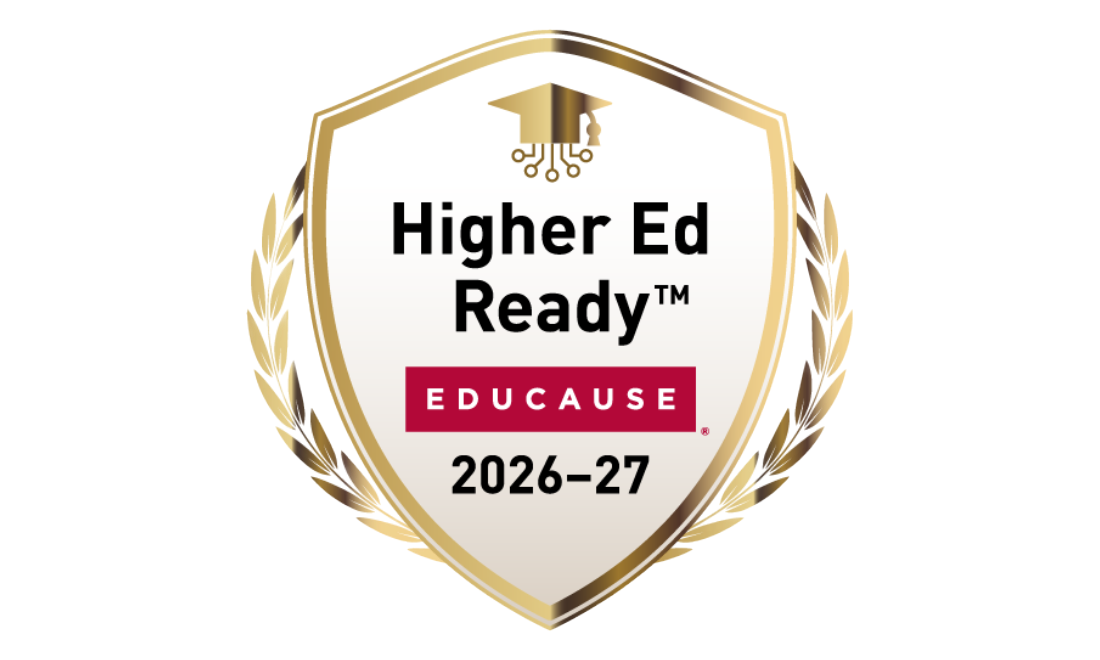 Gold seal, text reads: "Higher Ed Ready. EDUCAUSE. 2026-2027."